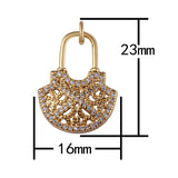 1 pc Dainty Padlock Lock Charm 18k gold Micro Pave Charm, Colorful Cubic Charm,Lock, Gold Lock Charm for Necklace Earring- 16x23mm