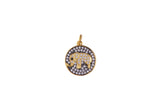 1 pc 18K Gold Coin Cute Baby Elephant Charm Cubic Zirconia for Necklace Pendant Earring Bail Dangle Findings for Jewelry Making-15mm