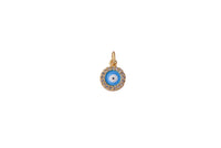 2pc 18k Gold Enamel Evil Eye Charm Diamond CZ Drop Charm Cubic Protector Pendant Tiny Lucky Dainty Necklace - 8x13mm- 2 pcs per order