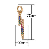 2pc 18 kt Gold Lightning Charm w/ Multi Colored Micro Pave Cubic Stone Charm Thunder Charm Bolt Lightning Charm- 3x20mm