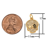 18kt Gold Micro Pave Dainty skull Charm Cute Rock star skull charm Cubic skull CZ - 1 pc per order- 11x17mm