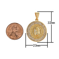 1 pc 18K Gold Delicate Virgin Mother Mary Cubic Zirconia Bracelet Necklace Pendant Earring Charm Gift for Woman Jewelry Making- 23mm