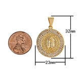 1 pc 18K Gold Delicate Virgin Mother Mary Cubic Zirconia Bracelet Necklace Pendant Earring Charm Gift for Woman Jewelry Making- 23mm