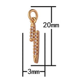 2 pcs 18 kt Gold Lightning Charm Clear Colored Micro Pave Cubic Stone Charm Thunderbolt Lightning Charm- 3x20mm