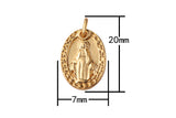 2pc 18k Gold Medallion Holy Virgin Mary Mother of Jesus God Catholic Church DIY Necklace Coin Charm Bead Bails- Oval 12x18mm