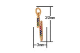 2pc 18 kt Gold Lightning Charm w/ Multi Colored Micro Pave Cubic Stone Charm Thunder Charm Bolt Lightning Charm- 3x20mm