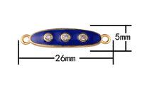 18kt Gold Blue Enamel Bar Connector- 2 pieces per order- 5x26mm p13g122 p13g123 p13g124