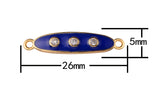 18kt Gold Blue Enamel Bar Connector- 2 pieces per order- 5x26mm p13g122 p13g123 p13g124