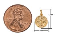 9mm Dainty 18k Gold Beads Coin Evil Eye Legend Charm for Bracelet Necklace Pendant Earring Findings