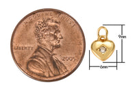 2pc 18kt gold Cz Heart Bracelet Necklace Earring Component- 6mm- 2 pcs per order