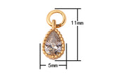 2pc 18kt gold Cz Teardrop Bracelet Necklace Earring Component- 5x11mm- 2 pcs per order