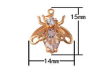 2 pcs 18kt Gold Bee Charm Gold Honeybee Pendant Queen Pendant-14x15mm