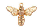 3 pcs 18kt Gold Bee Charm Gold Honeybee Pendant Queen Pendant 5x17mm