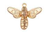 3 pcs 18kt Gold Bee Charm Gold Honeybee Pendant Queen Pendant 5x17mm