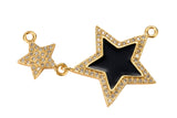 1 pc 18k Gold Enamel Star Connector Diamond Rainbow CZ Drop Charm Cubic Protector Dainty Necklace - 19mm- 1 pc per order