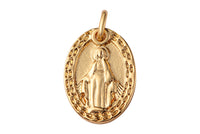 2pc 18k Gold Medallion Holy Virgin Mary Mother of Jesus God Catholic Church DIY Necklace Coin Charm Bead Bails- Oval 12x18mm