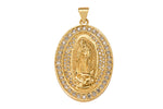 1 pc 18K Gold Virgin Mother Mary Cubic Zirconia Bracelet Necklace Pendant Charm Gift for Woman Jewelry Making- 21x34mm