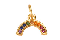 2pc Tiny Colorful CZ Pave Rainbow Charm, Cubic Zirconia Rainbow Pave Necklace Bracelet Charm Charm in 18k gold -2 pcs per order- 10mm