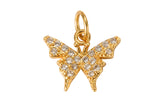 2 pcs 18K Gold Butterfly Cubic Zirconia Bracelet Necklace Pendant Earring Charm Gift for Jewelry Making-12mm- 2 pcs per order