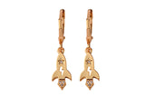 2 pc 18kt Gold Rocket Hoop Dangle Earring, Gold Spike Earring, Small Dangle Earring, Micro Pave Earring, Dangle Earring Charm- 7x28mm