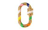 18k Gold Enamel Carabiner Clasp Diamond CZ Oval Cubic - 19x33mm- 1 pc per order