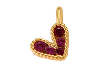 2 pcs 18k Gold Filed Heart Charm,CZ Micro Pave Heart Pendant, red Cubic Heart Charm for Necklace Earring Bracelet-7mm 2 pcs per order