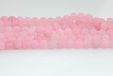 Natural Madagascan Rose Quartz, High Quality in Matte Round -Full Strand 15.5 inch Strand. Wholesale pricing! AAA Quality Gemstone Beads