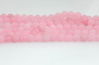 Natural Madagascan Rose Quartz, High Quality in Matte Round -Full Strand 15.5 inch Strand. Wholesale pricing! AAA Quality Gemstone Beads