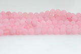 Natural Madagascan Rose Quartz, High Quality in Matte Round -Full Strand 15.5 inch Strand. Wholesale pricing! AAA Quality Gemstone Beads