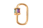 18k Gold Oval With Multi Color CZ Carabiner Clasp Diamond CZ Oval Cubic - 12x18mm- 1 pc per order