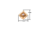 2 pcs 18k Gold Star Cubic Zirconia Diamond Shape Pendant Pave CZ North Star Pendant Jewelry Making- 2 pcs per order- 15mm