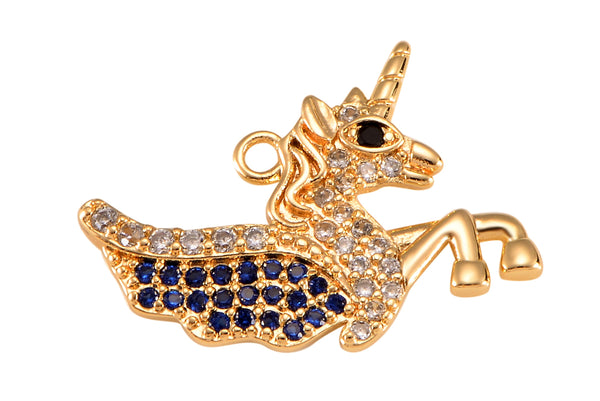 2pc 18K Gold Unicorn Charm Bracelet Necklace Pendant Earring Gift for Jewelry Making- 20mm- 2 pcs per order