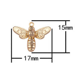 3 pcs 18kt Gold Bee Charm Gold Honeybee Pendant Queen Pendant 5x17mm