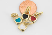 2 pcs Dainty 18 kt gold Enamel Love Heart Lock Charm for Necklace Bracelet Earring Charm Jewelry Supply
