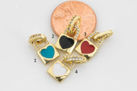 2 pcs Dainty 18 kt gold Enamel Love Heart Lock Charm for Necklace Bracelet Earring Charm Jewelry Supply