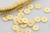 18K Brushed Gold Gold Plated Copper gold flat disc beads spacers - Brushed Disk heishi rondelle spacers beads jewelry making - 220 beads