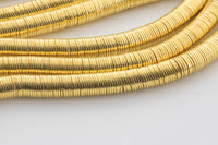18K Brushed Gold Gold Plated Copper gold flat disc beads spacers - Brushed Disk heishi rondelle spacers beads jewelry making - 220 beads