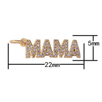 1 pc- 18kt gold Plated Mama Micro Pave Charm for Mother day Gift Bracelet Necklace Earring Component- 5x22mm