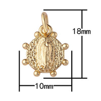 2pc 18k Gold Medallion Holy Virgin Mary Mother of Jesus God Catholic Church DIY Necklace Coin Charm Bead Bails- 10mm- 2 pcs per order