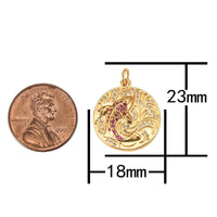 1 pc 18K Gold koi fish charm pendant Japanese koi carp disc Coin charm-Component supply Animal Jewelry- 18mm- 1 pc per order