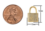 12x17mm Dainty Padlock Lock Charm 18k gold Micro Pave Charm, Silver Lock, Gold Lock Charm for Necklace Earring