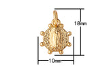 2pc 18k Gold Medallion Holy Virgin Mary Mother of Jesus God Catholic Church DIY Necklace Coin Charm Bead Bails- 10mm- 2 pcs per order