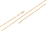 18K Gold Necklace -Singapore Necklace - ,ready to wear Lobster Clasp 3" extender - 16" 18" 20" 22" 23"-FC2