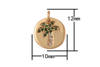 2 pcs 14k Gold Palm Tree Charm Diamond CZ 11mm Blue CZ Drop Charm Cubic Protector Pendant Tiny Lucky Dainty Necklace Bracelet- 10mm