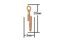 2 pcs 18 kt Gold Lightning Charm Clear Colored Micro Pave Cubic Stone Charm Thunderbolt Lightning Charm- 3x20mm