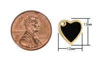 2pc 18k Gold Enamel Heart Design Charm 2 sizes- 2 pcs per order