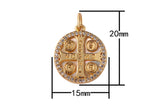 1 pc 15mm 18K Gold Delicate Saint Bendict Benito Cubic Zirconia Bracelet Necklace Pendant Earring Charm Gift for Woman Jewelry Making