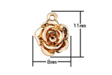1 pc 8x11mm Dainty Tiny Small Gold Rose Charm Rose Petal Pendant in 18kt Gold for Necklace Earring Bracelet Component