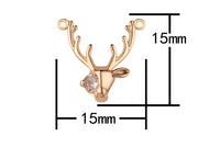 1 pc 18K Gold Deer Head Findings for Necklace Pendant Jewelry Making Charm-15mm
