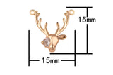 1 pc 18K Gold Deer Head Findings for Necklace Pendant Jewelry Making Charm-15mm